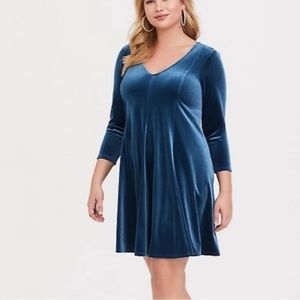 Torrid Velvet Teal Midi Dress